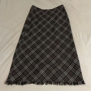 Vintage Plaid Wool Maxi Skirt Fringe End
